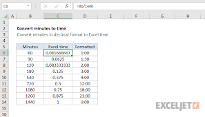 Excel Formula Convert Decimal Minutes To Excel Time Exceljet