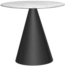 Maida White Round Small Marble 80cm Dining Table With Black Conical Base Circulardiningtable Dining Table Marble Modern Glass Dining Table Marble Tables Design