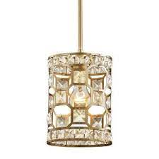 Fifth And Main Lighting Paris 1 Light Champagne Gold With Clear Crystal Mini Pendant Wl 2255 The Home Depot Cylinder Pendant Light Crystal Pendant Lighting Pendant Light
