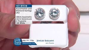 Light Blue Aquamarine Round Diamond 14k White Gold Earrings We Sell Fine Jewelry On Tv You Can Watch U 14k White Gold Earrings White Gold Earrings Diamond