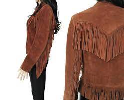 Suede Fringe Jacket Brown Leather Western Boho Hipster Clothing 70s 80s 90s Outerwear Womens Size Small Fringe Leather Jacket Fringe Jacket Fringe Jacket Brown