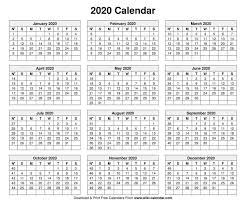 Print A Year Calendar In 2020 Calendar Printables Print Calendar Calendar Template