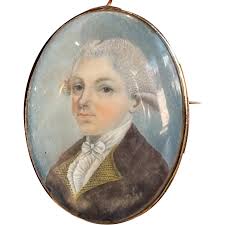 Georgian Gold Portrait Miniature Brooch Pendant 15k English