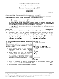 2 de rezultate pentru eticheta sesiune speciala bac. Bac Sesiune Speciala Proba Informatica Specializare Mate Info Limbaj Ccplus 2016