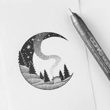 Sleepy Little Cabin Fineliner Sketchbook Drawing Illustration Art Iblackwork Cabin Pointillism Sketchbook Drawings Dotted Drawings Ink Artwork