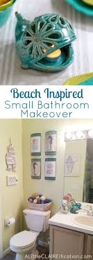 There is a bath to ceiling window beside a deep and luxurious bathtub which. Beach Themed Bathroom A Small Space Makeover Giveaway Incredible Furniture