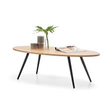 Navya round coffee table item: Dizzy Oval Coffee Table Light Oak Black Eastern Warehouse