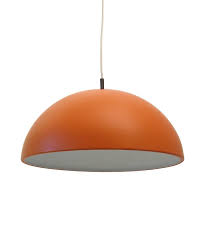 Orange Dutch Metal Sixties Vintage Pendant Lamp Bdf
