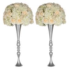 Wedding reception flowers tall vases. Amazon Com Amalfi Decor 2 Piece Tall Wedding Centerpiece Metal Trumpet Vase For Flower Ball Floor Cylinder Bouquet Aisle Decoration For Weddings Ceremony And Table Floral Arrangement 27 High Silver Home Kitchen