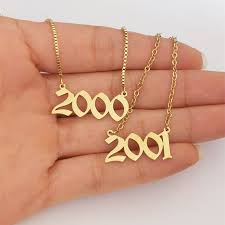 Free shipping & free returns. Birth Year Necklace Gold Filled Chain Old English Number Pendant Necklaces Crown Charm Stainless Steel Choker Birthday Gift Lastest Fashion And Style