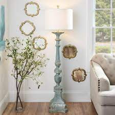 Let Your Vintage Style Shine With Our Alana Distressed Blue Floor Lamp With Exquisite Detail And Ant Blue Floor Lamps Farmhouse Floor Lamps Floor Lamp Bedroom