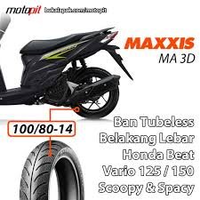 Bro sekalian, saat tmcblog selesai membuat artikel upgrade ban cb150r dengan velg standar sebagai acuan agak proses upgrade ban sesuai dengan spesifikasi velg, banyak juga. Jual Maxxis Ma 3d 100 80 14 Diamond Ban Belakang Lebar Honda Vario 150 125 Beat Fi Spacy Scoopy Di Lapak Motopit Bukalapak