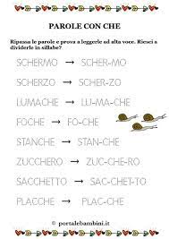 Parole che iniziano con la y. Parole Con Che Elenco E Schede Didattiche Portalebambini It