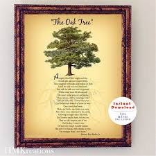 Oak Tree Poem Motivational Poetry Printable Nature Wall Art Inspirational Wall Art Print Digital Tree Tree Poem Inspirational Wall Art Nature Wall Art