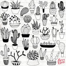 Black And White Cactus Drawing Succulent Clipart Hand Drawn Cactus Clipart Potted Cactus Cactus Art How To Draw Hands Cactus Illustration