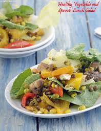 Healthy Vegetable And Sprouts Lunch Salad Recipe Recipe Healthy Vegetables Salad Recipes Lunch Healthy
