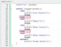 Latihan modul 8.4 nama : Belajar Pemrograman C 7 Mengenal 6 Macam Bentuk Blok Percabangan