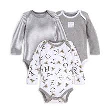 Burts Bees Baby Baby Bodysuits 3 Pack Long Short Sleeve One Pieces 100 Organic Cotton