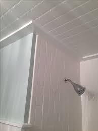 Pvc Beadboard Planks On The Ceiling Pvc Beadboard Neutral Bathroom Decor Pvc Ceiling Design