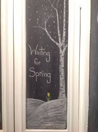 When it was time to erase my easter chalkboard art, i had a hard time deciding which holiday to do next. Waiting For Spring Spring Chalkboard Chalkboard Art Chalkboard