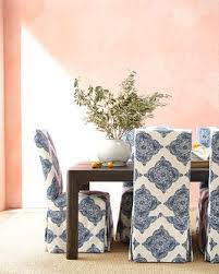 Sabrina Blue And White Dining Chair And Brown Blackwell Dining Table Ours are designed with the right proportions to be comfortable to sit in until dessert.