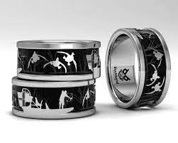 Custom Band By Www Duckbandbrand Com Airboat Bow Hunting With Cupped Up Ducks Hunting Wedding Rings Duck Band Wedding Ring Deer Wedding Bands