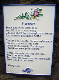 Flowers Wendy Cope Love This Woman S Sarcasm Wendy Cope Poems Wendy Cope Funny Poems