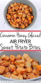 Cinnamon Honey Glazed Air Fryer Sweet Potato Bites The Millennial Sahm Recipe Air Fryer Dinner Recipes Air Fryer Recipes Healthy Sweet Potatoe Bites