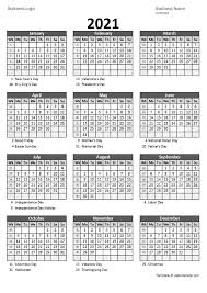 Yearly, monthly, landscape, portrait, two months on a page, and more. 2021 Yearly Business Calendar With Week Number Free Printable Templates