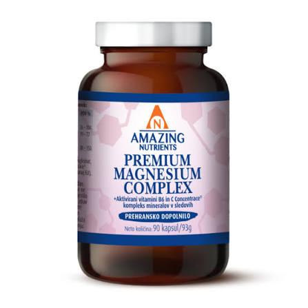 Premium Magnesium Complex 90 kapsul (Magnezijev kompleks z najvišjo vsebnostjo bisglicinata, magnezijevim tauratom, malatom in aktivnim vitaminom B6) I Nutrienti.si