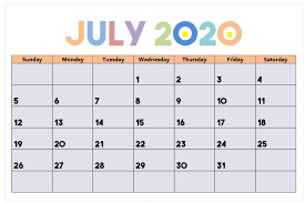 July 2020 Monthly Calendar For Organization And Company Use In 2020 2020 Calendar Template Printable Calendar July Calendar Template