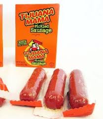 Frank's red hot xtra hot sauce. Tijuana Mama Pickled Sausage Shitty Food Blog