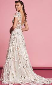 Flower Embroidered Wedding Dress Off 63 Www Maharethane Com Beaded floral lace appliques bloom in the faintest shade of pink on this romantic ball gown wedding dress, while golden embroidered branches and a voluminous tulle skirt add to the fairytale feel. flower embroidered wedding dress
