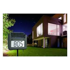 The solar powered digital clock makes a great gift for sales associates, executives, or anyone else in your business circle who travels. Digital Garden Thermometer With Solar Powered Display Lighting And Radio Controlled Clock Avenue Plus Tfa Dostmann