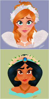 Flynn and rapunzel share a moment. Rocio S Art Disney Princesses Wearing Flower Crowns Series