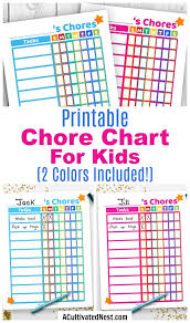 Printable Kids Chore Chart Blue Pink Printable Chore