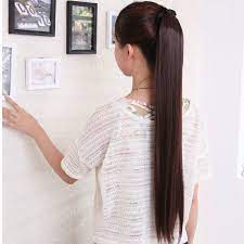 Free Shipping 70cm 27 5 Long Straight Ponytails Synthetic Hair Extension For Ladies Easy To Straight Ponytail Synthetic Hair Extensions Wigs Hair Extensions