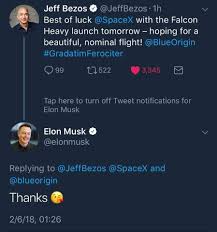 Jeff bezos' blue origin space firm beat elon musk's spacex to the punch and launched its blue shepard reusable rocket into outer space, then returned to its bezos 1, musk 0: When Elon Replies To Jeff Spacexlounge