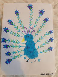 (pin from your own blog only please.). Peacock Footprint Kidscraft Glitter Peacock Crafts May Crafts Baby Crafts