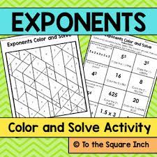 Exponents Color And Solve Exponents Math Exponent Activities Exponents