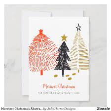 Merriest Christmas Abstract Trees Minimal Modern Holiday Card Zazzle Com In 2021 Print Christmas Card Holiday Design Card Christmas Card Illustration