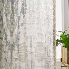 Sheer Cotton Distressed Medallion Curtains Set Of 2 Dusty Blue Curtains Curtains With Blinds Printed Curtains