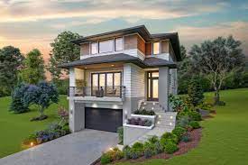 Plan 69734am Contemporary House Plan For The Up Sloping Lot Modern Style House Plans Narrow Lot House Plans Contemporary House Plans