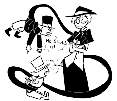 Black And White Hat Just A Little Villainous Au Stuff From A Rp With A Friend With The Hat Family Top Hat Fedora Hat And Of Cour Black And White Hats White Hat Animated Drawings