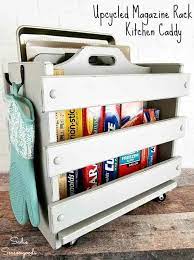 Baking Pan Storage In A Kitchen Caddy Kitchen Caddy Rolling Storage Bins Repurposed Furniture