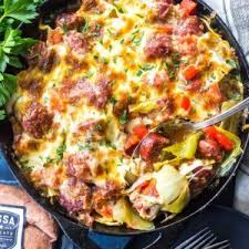 Kielbasa and cabbage are 2 of my favorite foods. Keto Cheesy Cabbage Sausage Skillet Cast Iron Keto