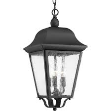 Progress Lighting Kiawah Collection 3 Light Textured Black Clear Seeded Glass Farmhouse Outdoor Hanging Lantern Light P550001 031 The Home Depot Outdoor Hanging Lanterns Outdoor Hanging Lights Progress Lighting