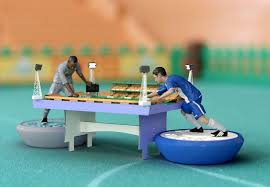 This One Was Fun To Make An Image Of Subbuteo Table Soccer Players Playing A Game Of Table Soccer Soccer Table Soccer Players Soccer