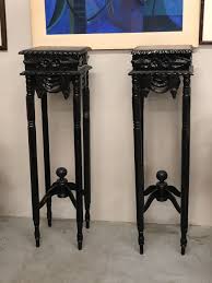 Complete with a stepped design of alternating espresso wood veneer and mirrored. Pair Black Pedestal Style Plant Stands Antique Table Country Gardening Antiques