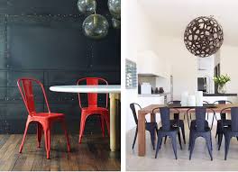 Raw steel glossy varnish, raw steel matt varnish, painted. Chaise De Table A Metal Rouge Noir Mat Acier Tolix Deco Style Contemporain Salle A Manger